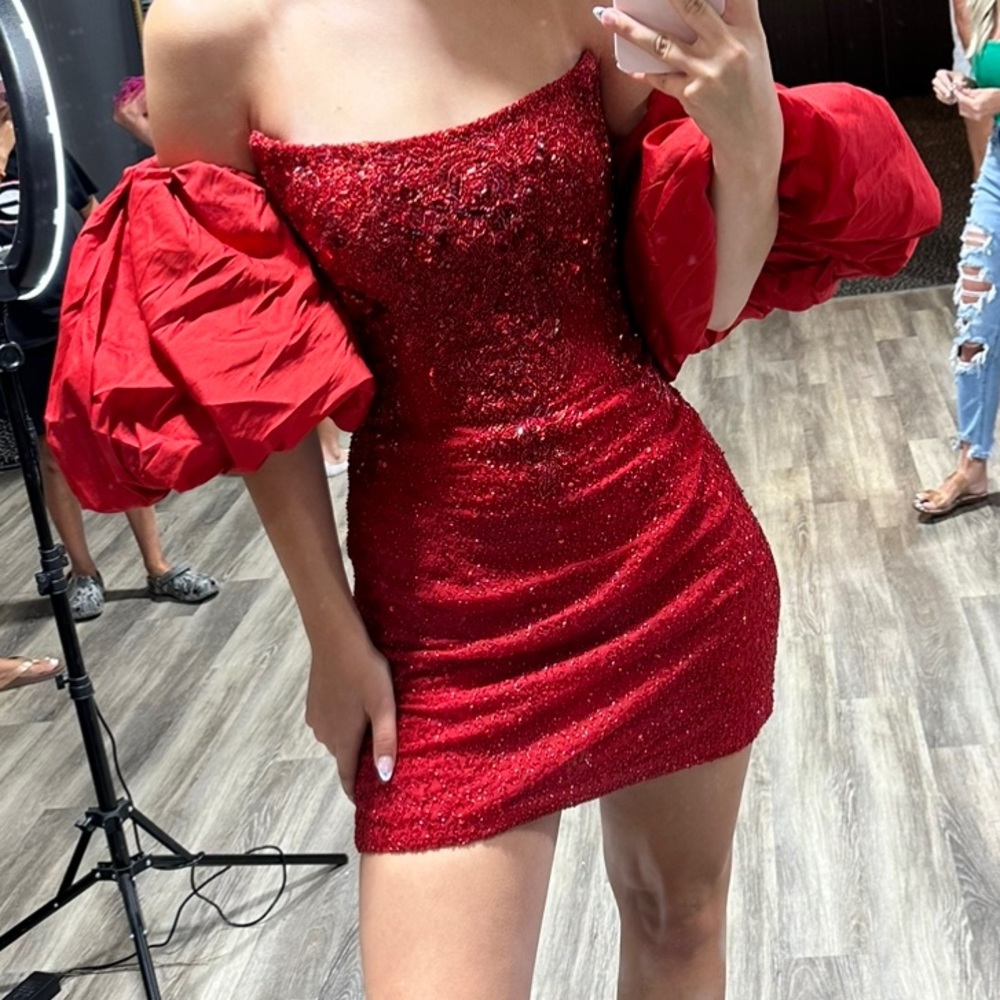 Sherri Hill Puff Sleeve Dress